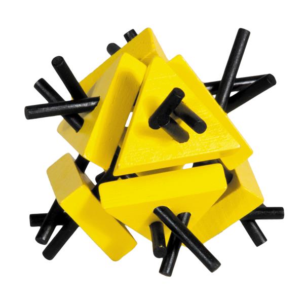 17178  17505 IQ-test, pusselspill av farget bambus gul/svart staver/trekanter, Fridolin ***